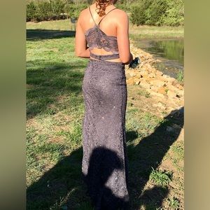 B. Darlin charcoal 2 piece prom dress size 7/8